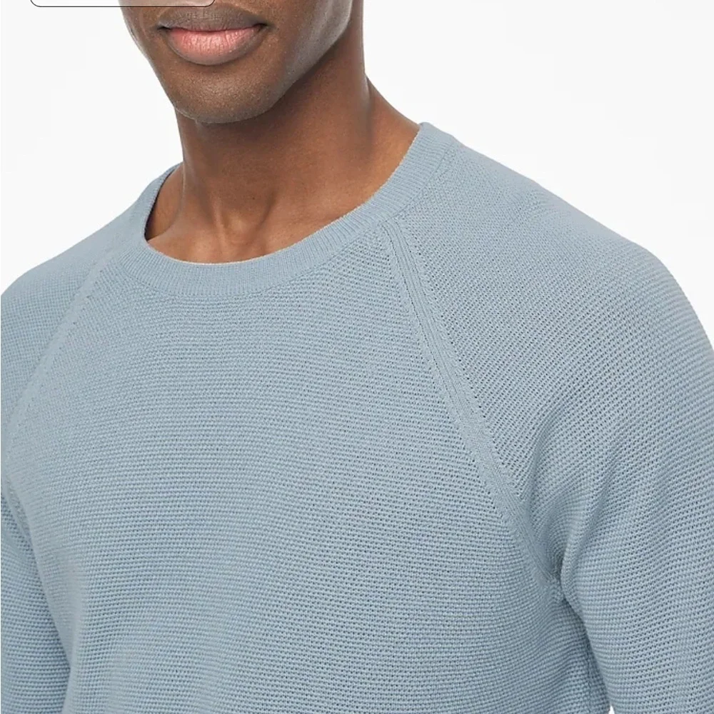 J crew Danube blue Cotton seed-stitch crewneck sweater